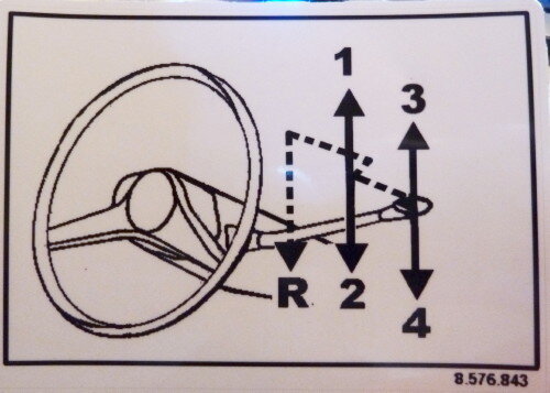 -Transparante binnenruit auto sticker met schakelschema R16 1150 1965 - 1967.