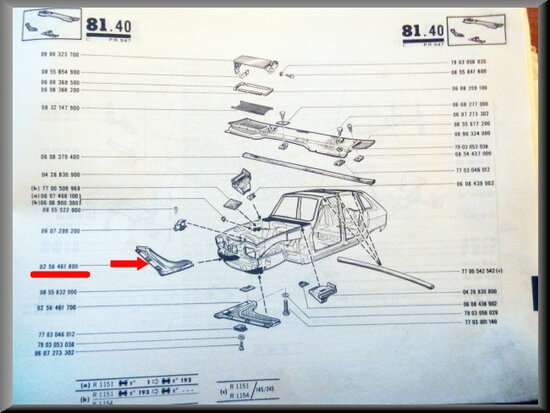 Right lower engine bay protection panel (used).