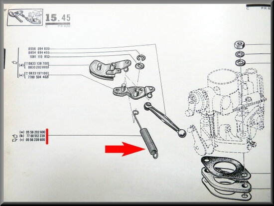 Spring for the throttle linkage at the carburetor R16 L.