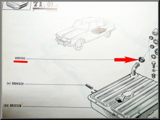 Benzine tank vulhals rubber.