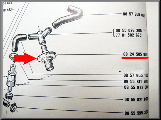 Reniflard raccord avec un tamis R4-R5-R15-R16 et R17.