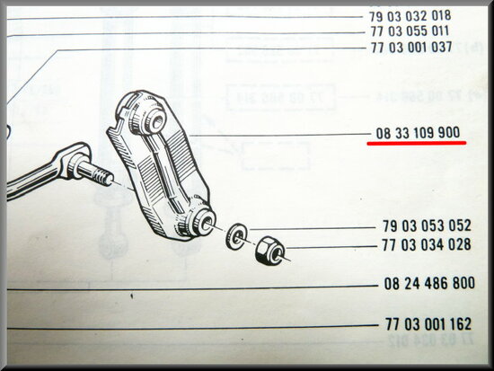 Anti roll bar tie bar, at the rear axle.