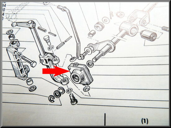 Bearing for the (steering columm gear shift change) gear lever in front.