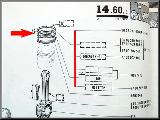 Jeu de segments de pistons R16 L-GL (76 mm).