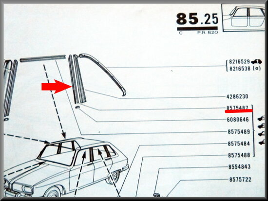 Chrome strip for the rear door on the left (next C-Pillar). Used.