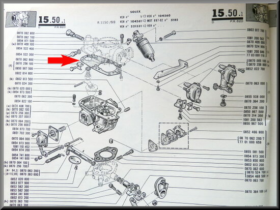 Carburetor gasket Solex R16 L.