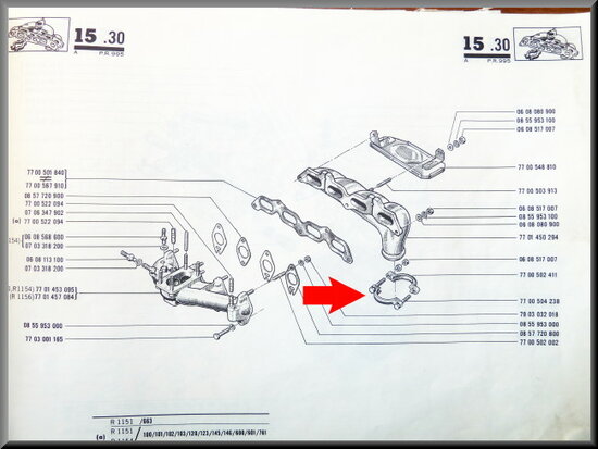 Spruitstuk klem R16 TS-TX < 1975.