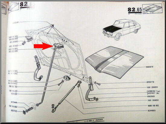 Motorkap steun links.