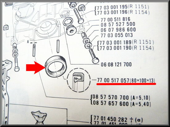 End crankshaft oil seal (80x100x13mm).