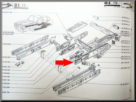 Chassis deel achteras links.