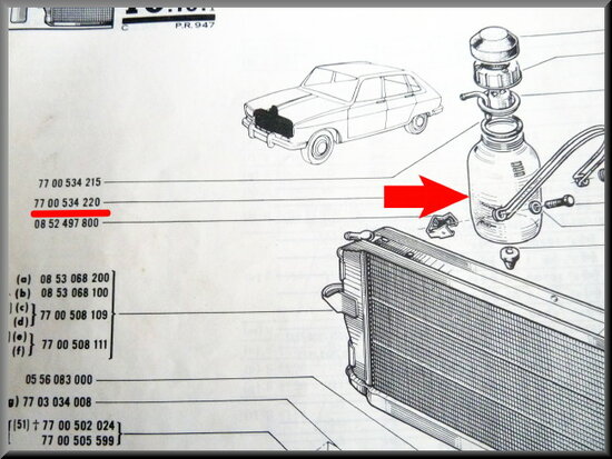 Radiator expansion tank (plastic) for R16, R4, R5, R6, R12.
