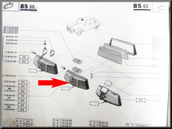 Inside mirror Renault 4-6-12-14-15-16-17-18-20 and Fuego.