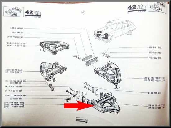 Onderste draagarm links (Excl: 250 euro borg voor inruil).