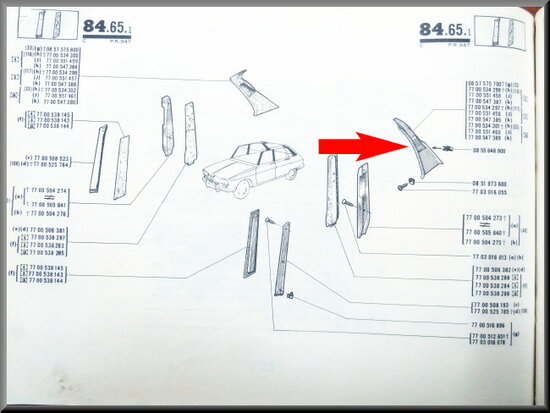 Lining C-pillar on the left (red).