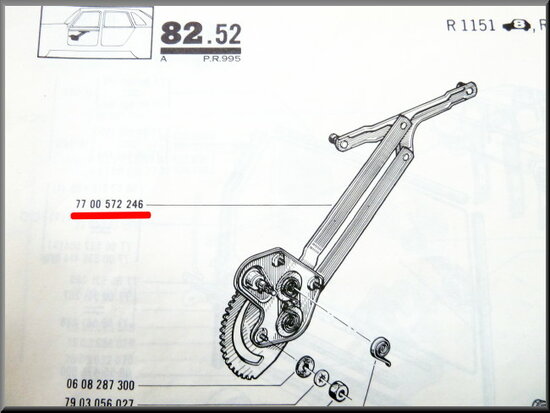 Window lifter mechanism in front on the right 