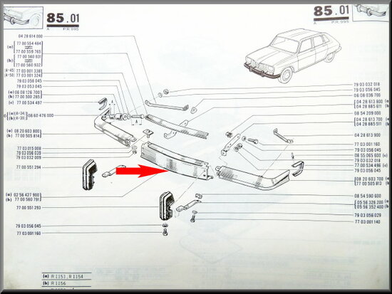 Center bumper piece R16 TX 73-75