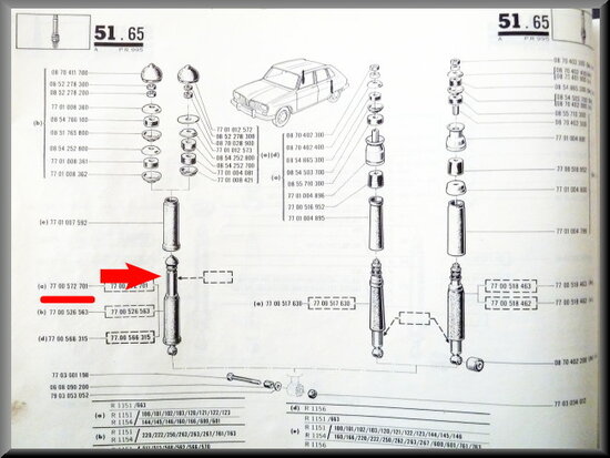 Rear shock absorbers R16 1964 till 1981.