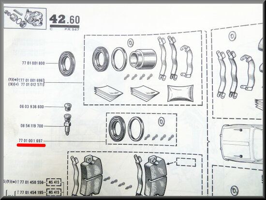 Brake caliper repair set, 48mm.