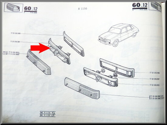 Turn signal unit in front on the right with rubber  R16 TX.