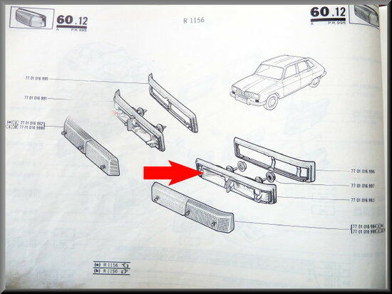 Turn signal unit in front on the left with rubber R16 TX.