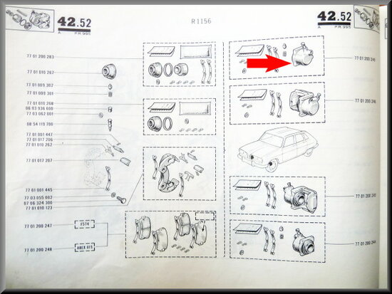 Remklauw rechts R16 TX 1973-1975  (Excl: 150 euro borg voor inruil).