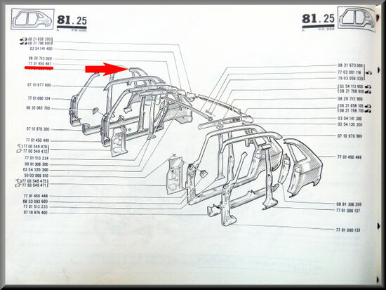 Wing rear right including lockingplate.