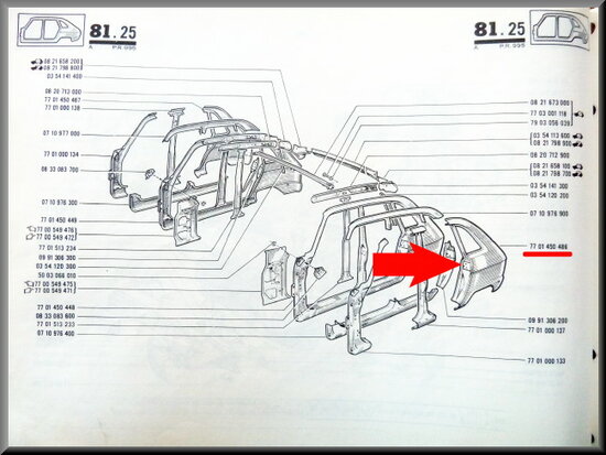 Wing rear left including lockingplate.