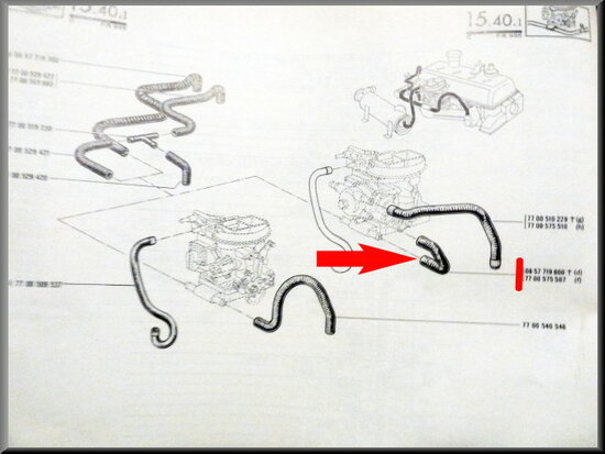 Cooling hose carburetor and choke.