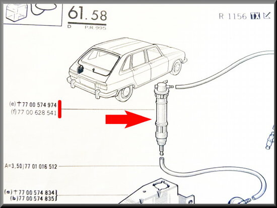 Water pump for washer reservoirs of the back window R16 TX.