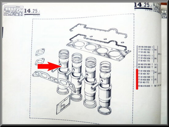  Piston and linerset R16 L (82,5 mm). 