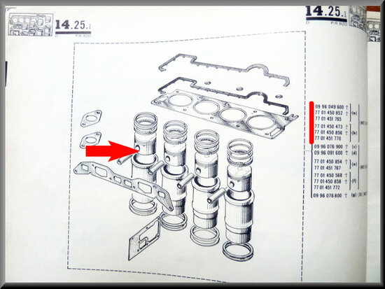 Chemises et pistons R16 L (82mm).   