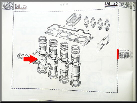 Chemises et pistons R16 TS. 