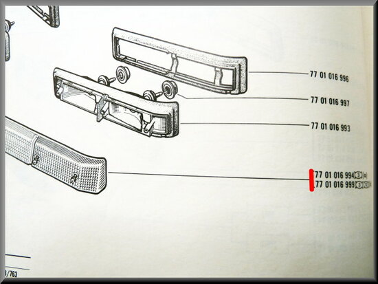 Verre clignotant avant gauche R16 TX.