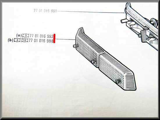 Verre clignotant avant droite R16 TX.