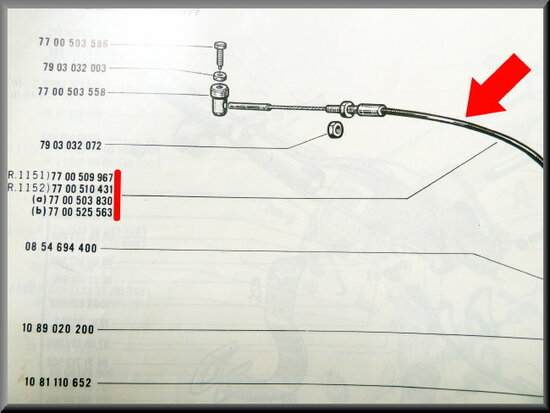 Throttle control cable R16 except R1150.