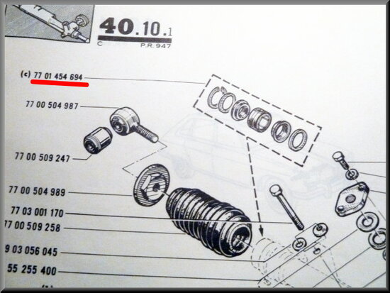 Gear rack guide repair set 24 mm