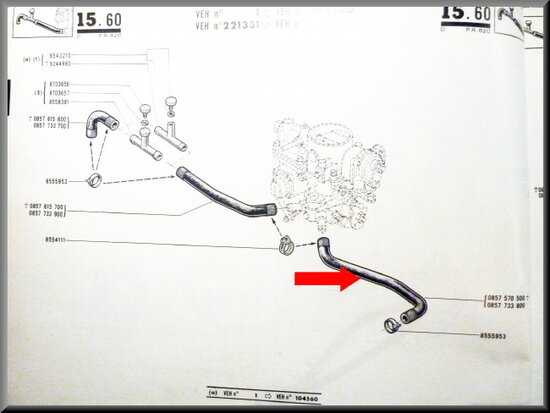 Cooling hose carburetor R16 L-TL.