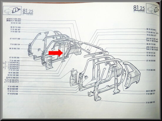 B-pillar inside right (used).