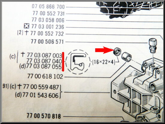 Keerring schakelas (16x22x4mm) (4 bak en eerste types 5 bak (73-74).