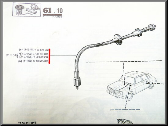 Speedometer cable Renault 16 TX.