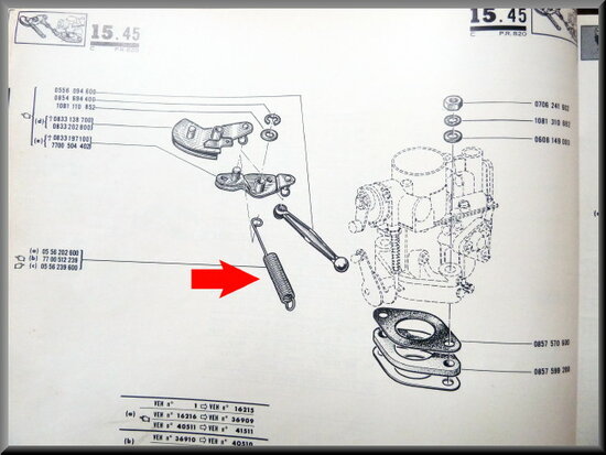 Spring for the throttle linkage at the carburetor R16 TL-TS- TX.