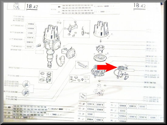 Ignition contact Ducellier for Renault 4-5-9-16-20 en Alpine 110.