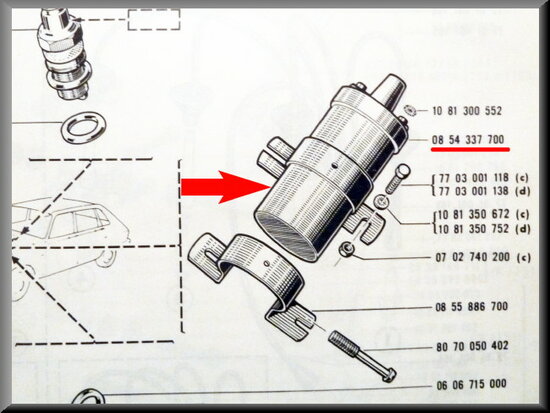 Ignition coil with pre-resistor.