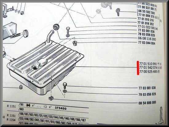 Réservoir à essence pour Renault 16 sauf 1150 (occasion).