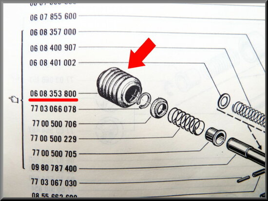 Seal on the right, for the gear shift axle.