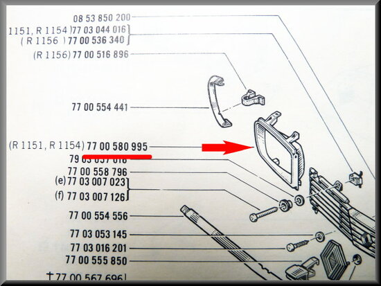 Headlight frame right R16 TL and TS >1972 (plastic).