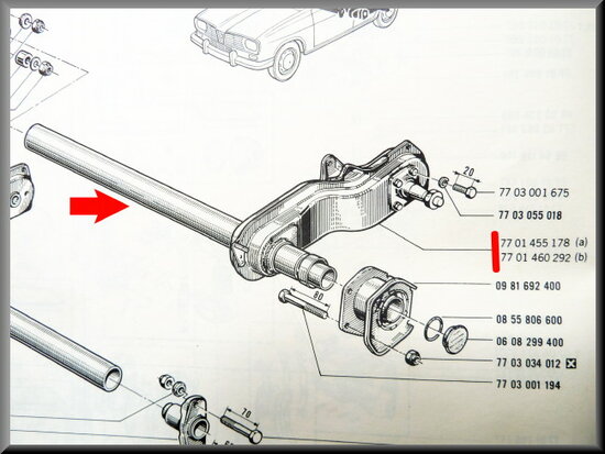 Rear axle left (used).