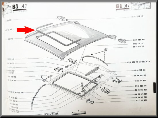 Strip with stainless steel profile for the open roof.