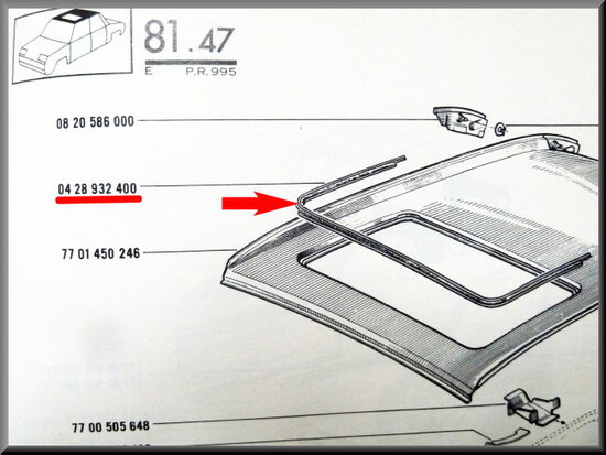 Strip with stainless steel profile for the open roof.