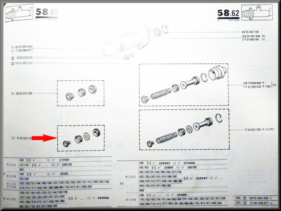 Kit de réparation de maître-cylindre pour Renault 16 TL-TS(Bendix 19 mm)